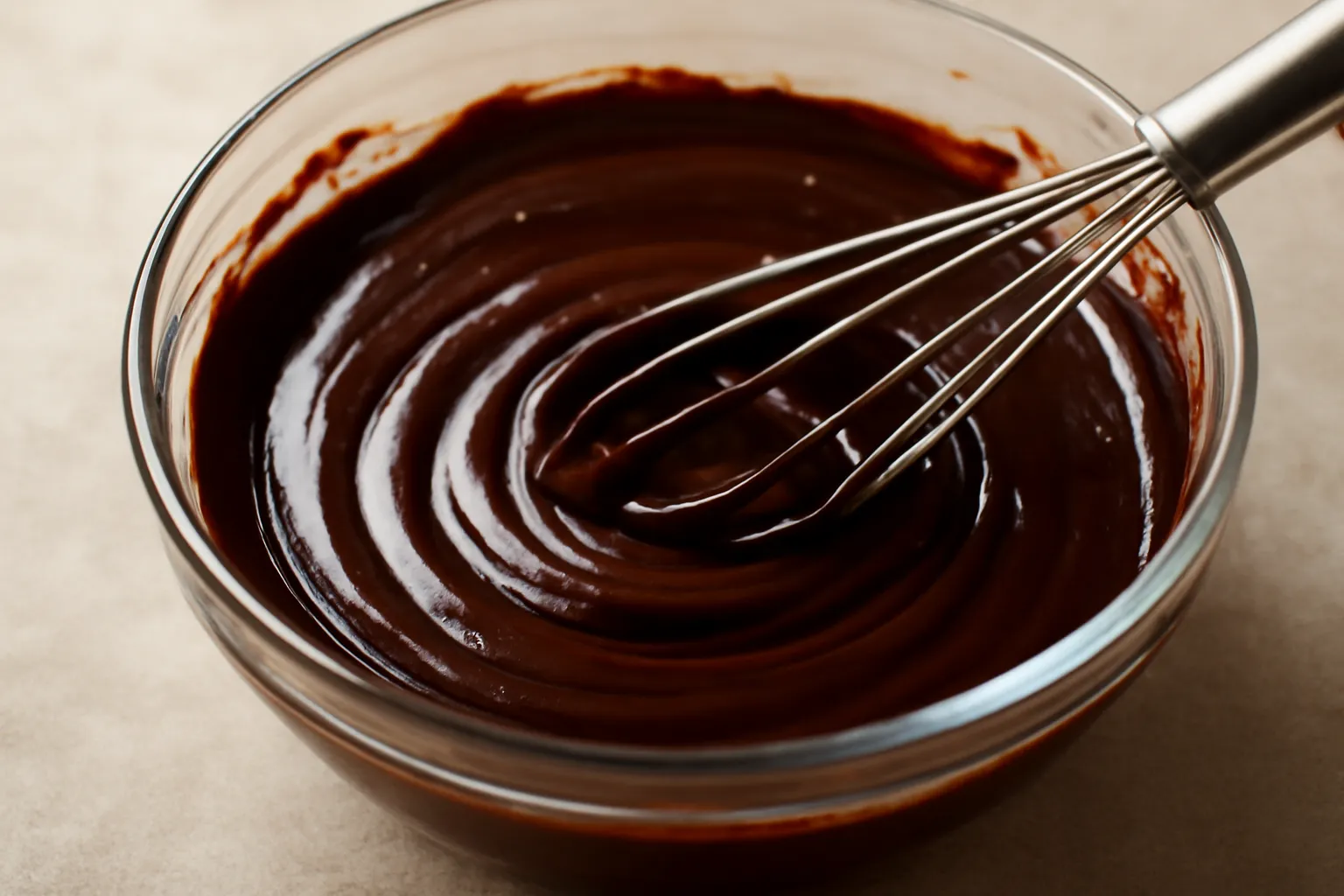 Bát ganache sô cô la bóng mịn với phới lồng